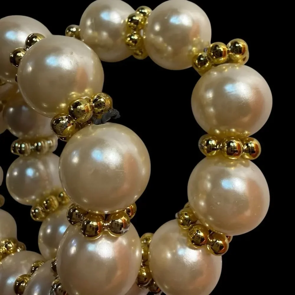 Faux Pearl And Gold Tone Spacer Napkin Rings Set Of 10